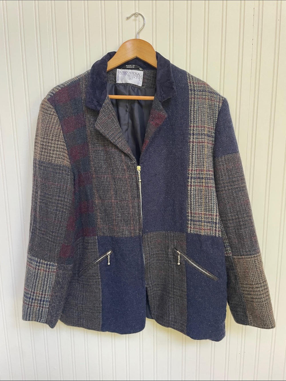 VTG 80s/90s International Scene Patchwork Tweed Wool Jacket